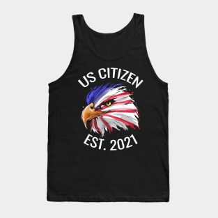 US citizen est. 2021, eagle in colors of US flag, Tank Top